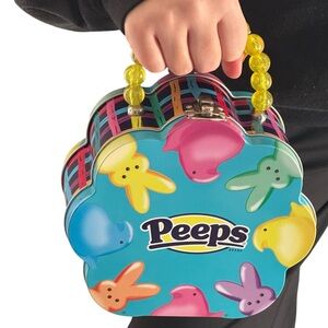 Peeps Metal Tin Purse Lunchbox Beaded Handle Easter Gift Bunny Chicks Carry All